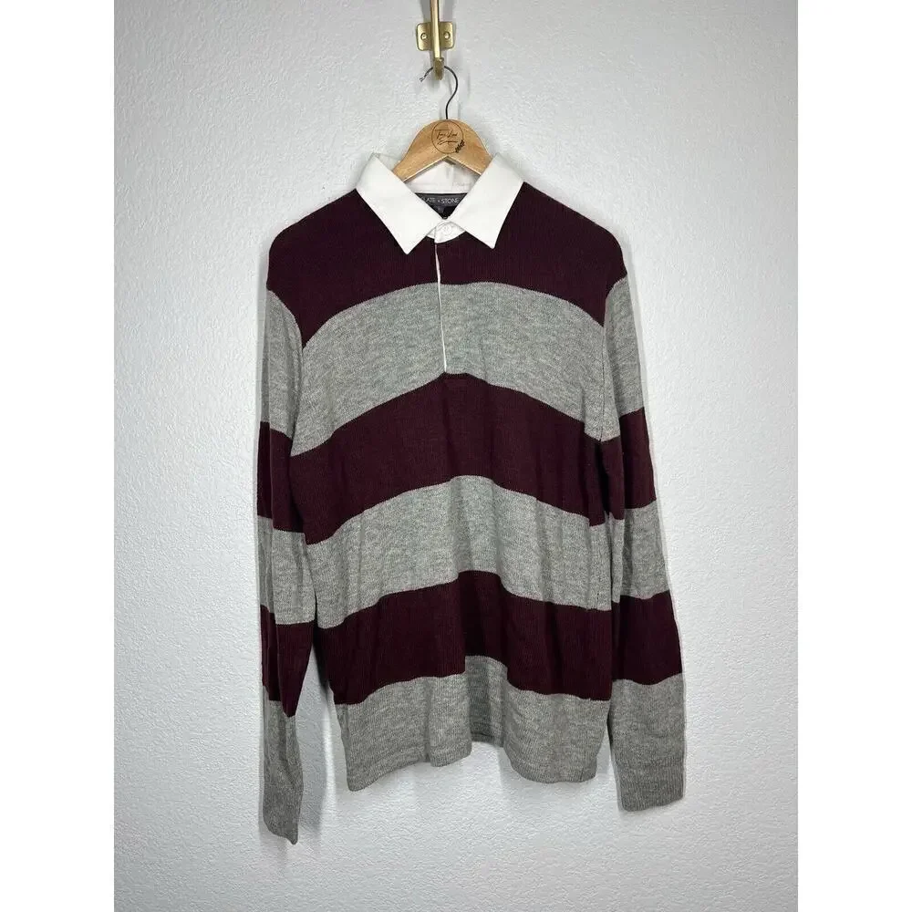 Slate & Stone Rugby Stripe Polo Sweater XL New